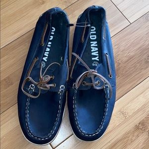 Navy blue boat shoes